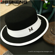 Wide Brim Ribbon Warm Wool Bowler Fedora Blend Felt Hat